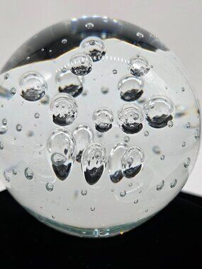 Large Murano Style Glass Bubbles Paperweight Orb Decor 4" Clear